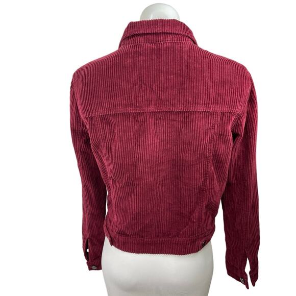 Per Se Maroon Corduroy Collared Button Down Long Sleeve Shirt Top Jacket Size S - Picture 2 of 4